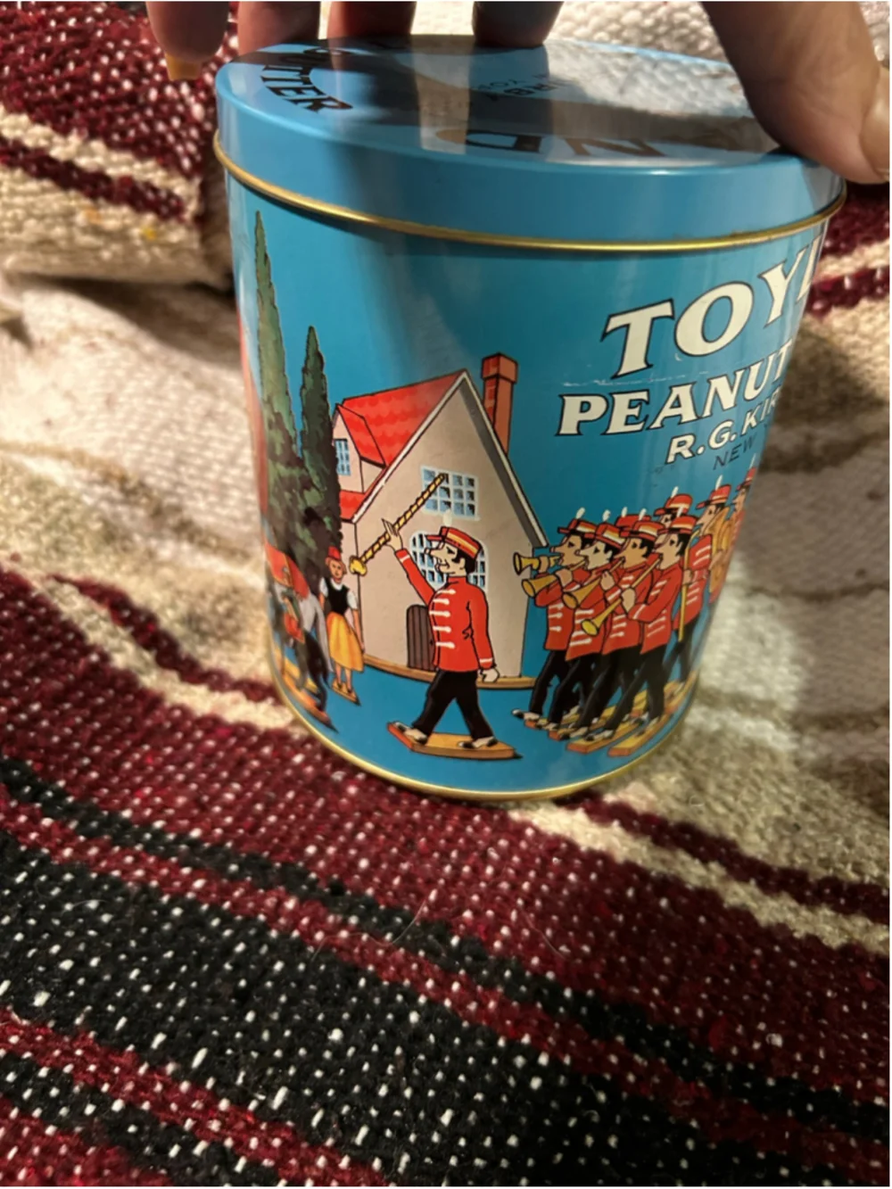 Vintage R.G. Kirby Co. Toyland Peanut Butter Tin, One Size, Blue and Red